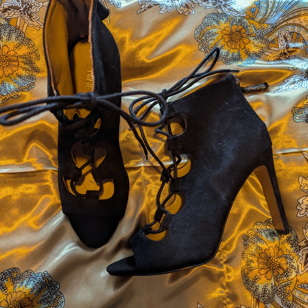 Nine West Black Lace-Up Heels